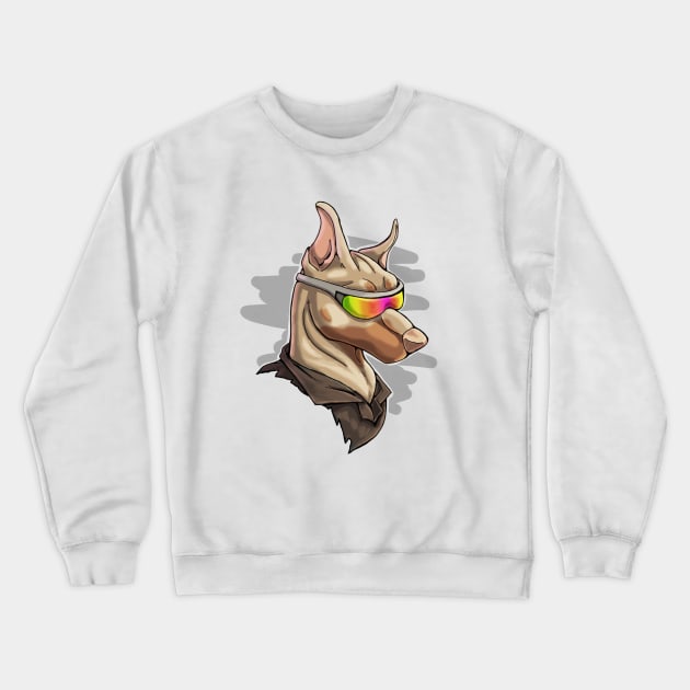 Cool Isabella Doberman with Shades Crewneck Sweatshirt by Bamsdrawz